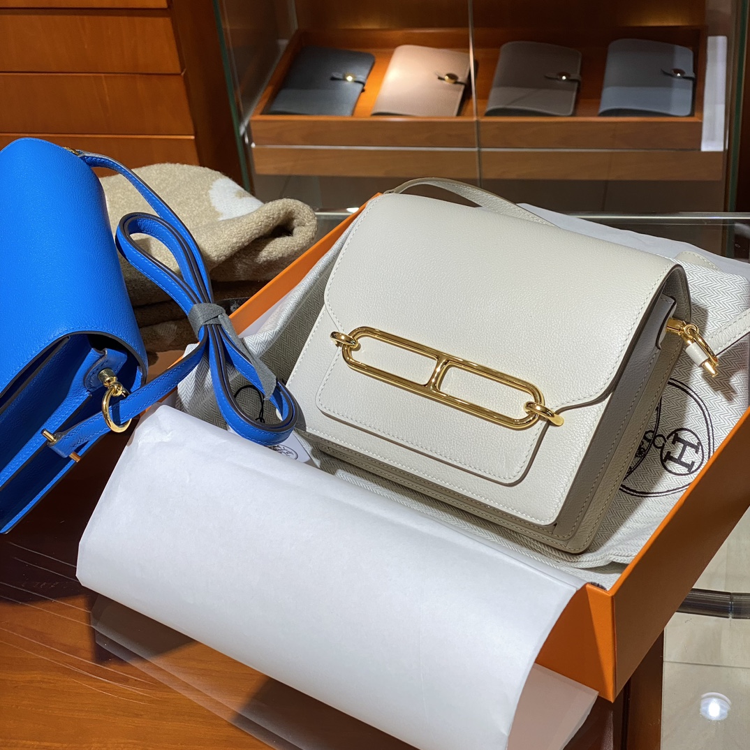 HERMES 爱马仕官网推荐 Roulis 猪鼻子 10 Craie粉笔白 Swift皮 进口蜜蜡线 全手工制作