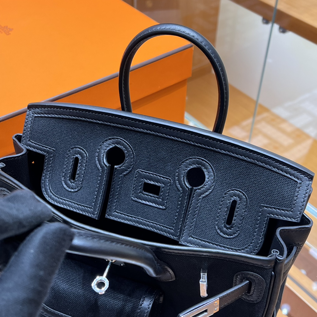 HERMES 爱马仕 Birkin Cargo 25cm 89 Nior 经典黑 进口蜜蜡线 全手工制作
