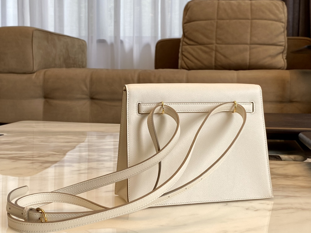 Birkinmm 铂金女王 HERMES 爱马仕 Kellydanse 22cm Evercolor皮 10 Craie 奶昔白 进口蜜蜡线 全手工制作