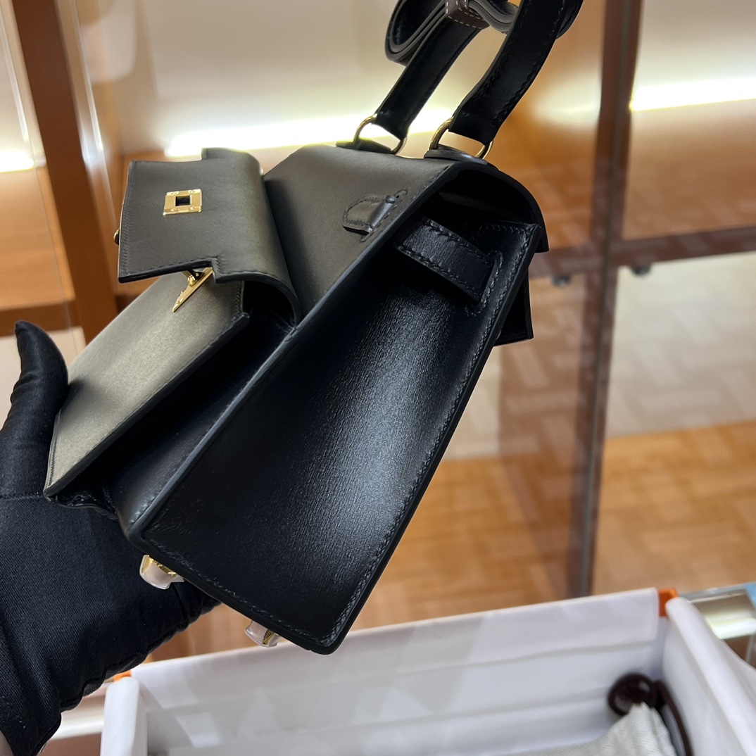 HERMES 爱马仕 Kelly Desorder 双面Kelly 山羊皮 89 Nior 经典黑 进口蜜蜡线 全手工制作