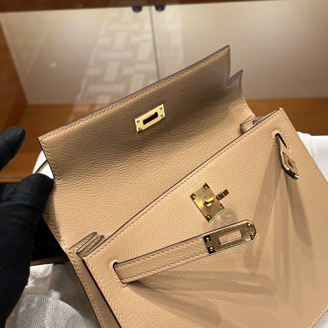 Birkinmm 铂金女王 HERMES 爱马仕 Kellydanse 22cm Evercolor皮 0M CHAI 奶茶色 进口蜜蜡线 全手工制作