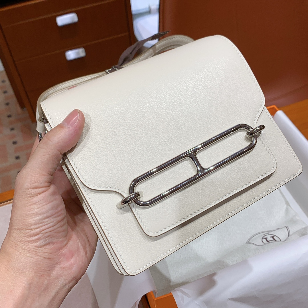HERMES 爱马仕官网推荐 Roulis 猪鼻子 10 Craie粉笔白 Swift皮 进口蜜蜡线 全手工制作