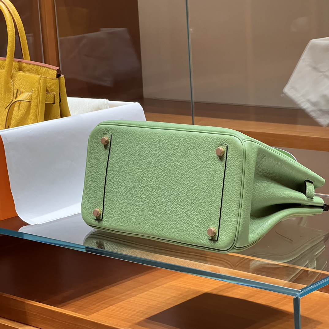 HERMES 爱马仕 Birkin 25cm 3i 牛油果绿 进口蜜蜡线 全手工制作