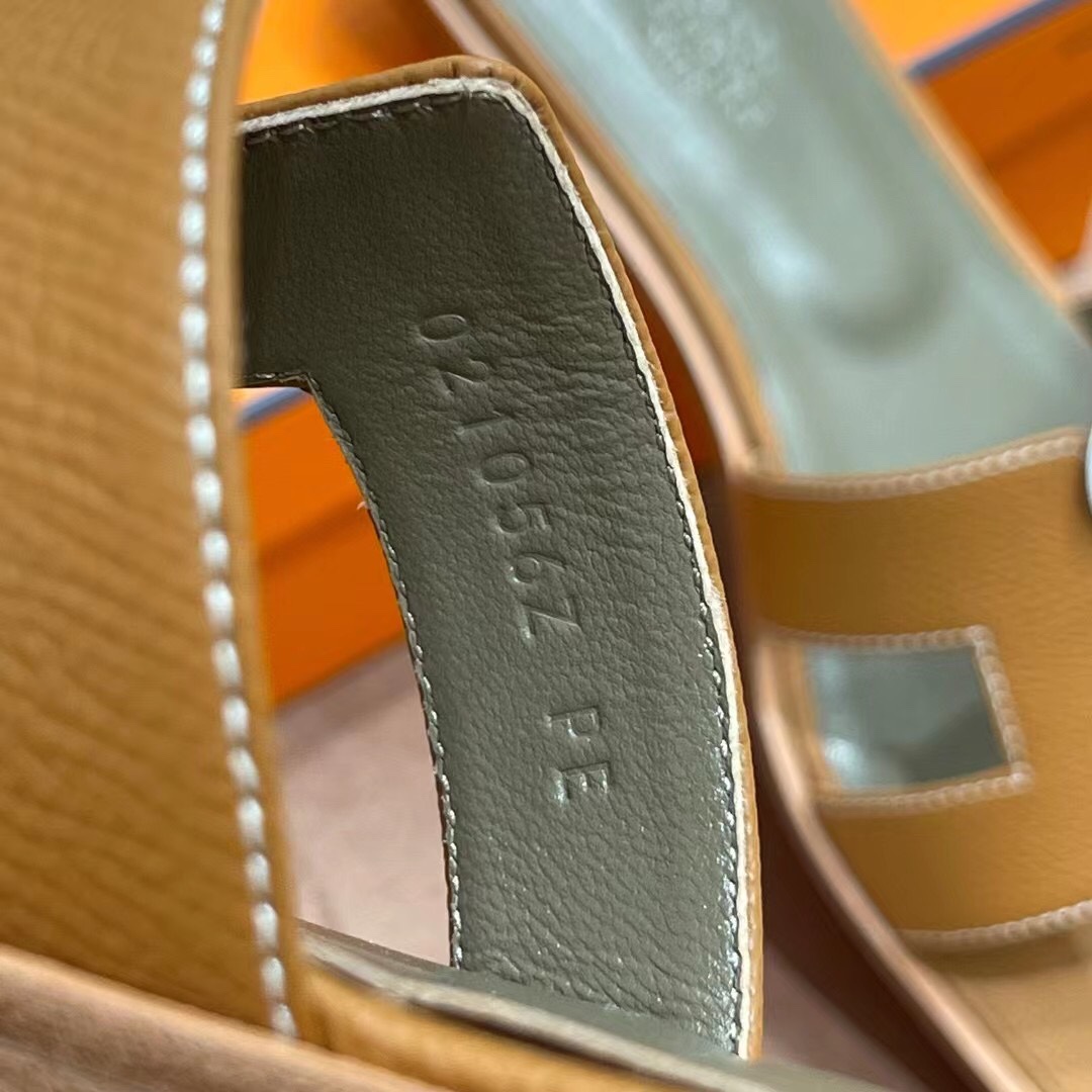 HERMES 爱马仕 H拖鞋 34-41码 原厂同步 进口真皮大底 全手工制作 CK37 金棕色