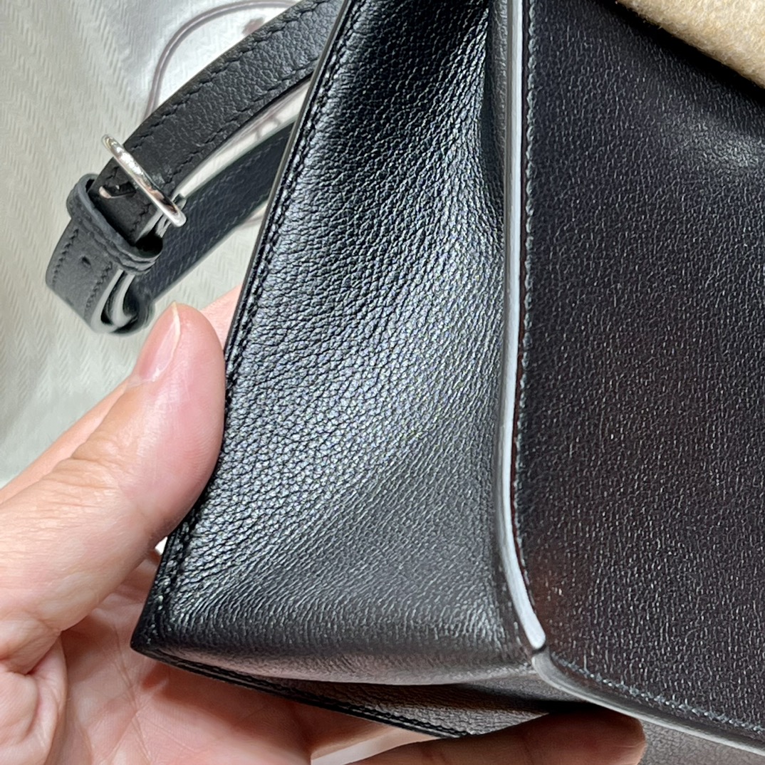 Birkinmm 铂金女王 HERMES 爱马仕 Kellydanse 22cm Evercolor皮 89 Nior 经典黑 进口蜜蜡线 全手工制作