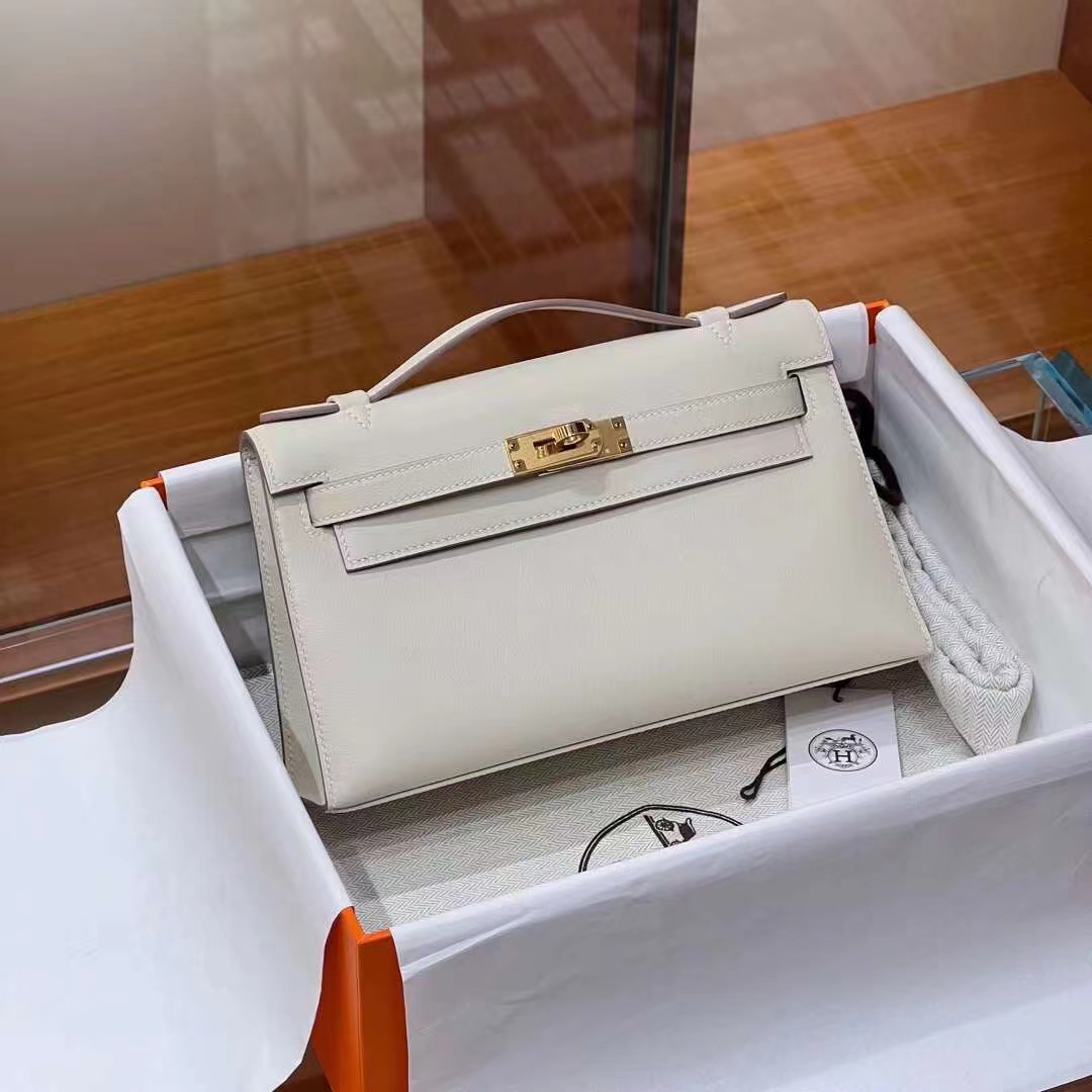 铂金女王 HERMES 爱马仕  MiniKelly 1 10 Craie粉笔白 Swift皮 进口蜜蜡线 全手工制作