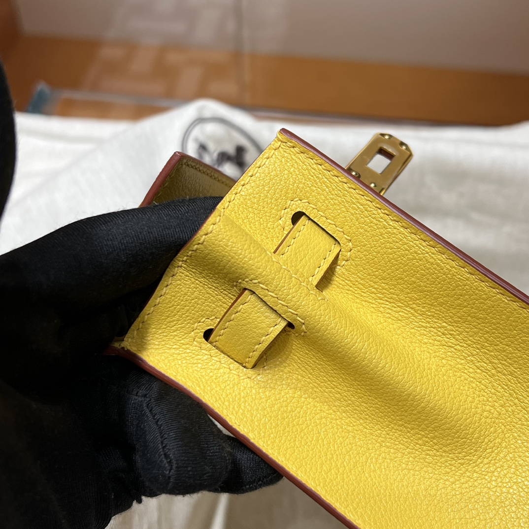 Birkinmm 铂金女王 HERMES 爱马仕 Kellydanse 22cm Evercolor皮 9D 琥珀黄 进口蜜蜡线 全手工制作