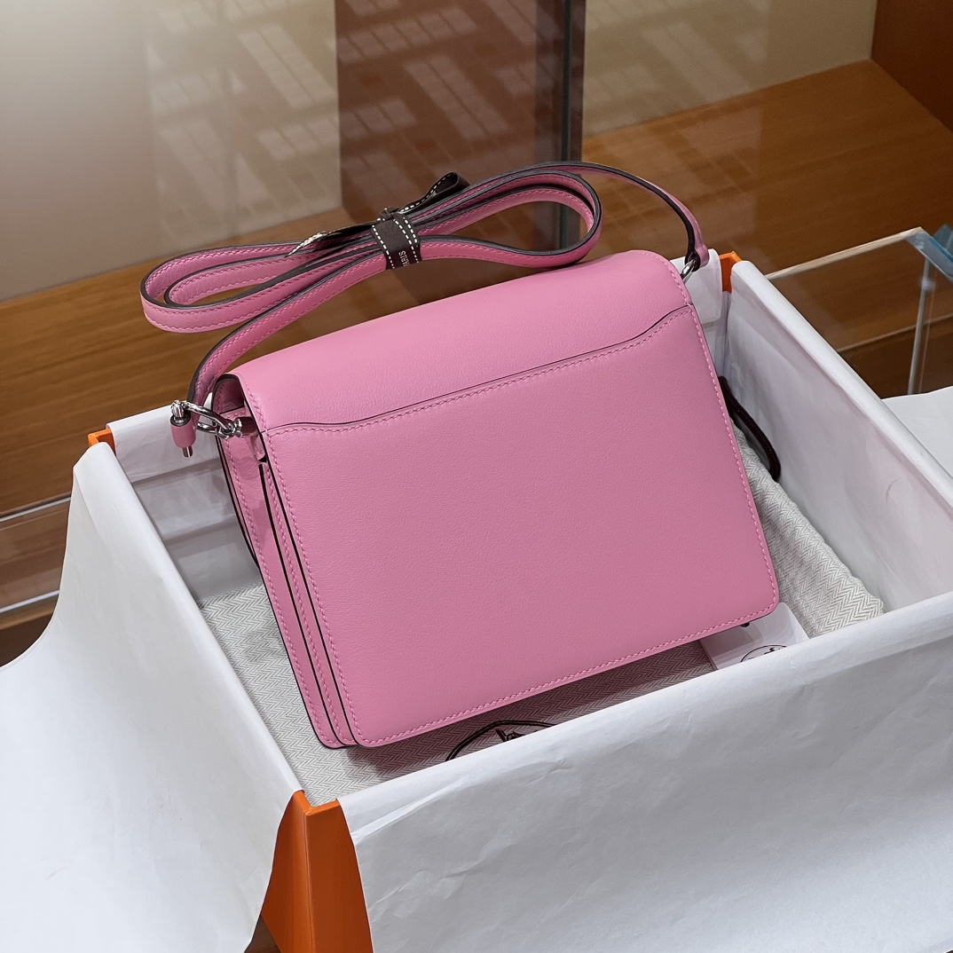 HERMES 爱马仕官网推荐 Roulis 猪鼻子 E5 Rose Tyrien蜜桃粉 Swift皮 进口蜜蜡线 全手工制作