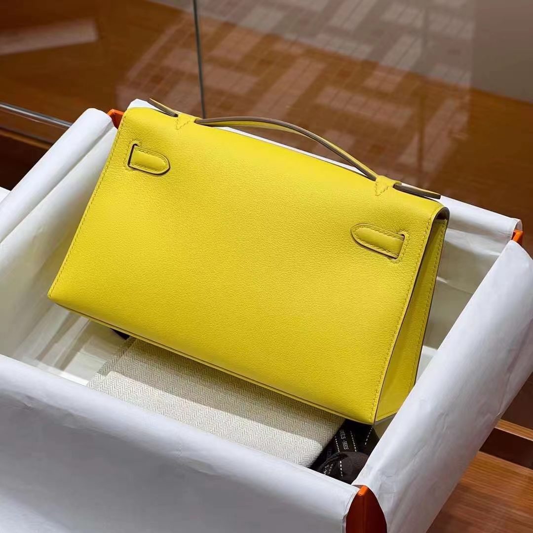 铂金女王 HERMES 爱马仕  MiniKelly 1 9N Citron 柠檬黄 Swift皮 进口蜜蜡线 全手工制作