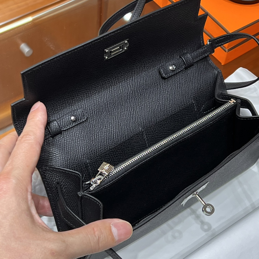 铂金女王 HERMES 爱马仕  Kelly to go Espom皮 19cm 89 Nior 经典黑 进口蜜蜡线 全手工制作