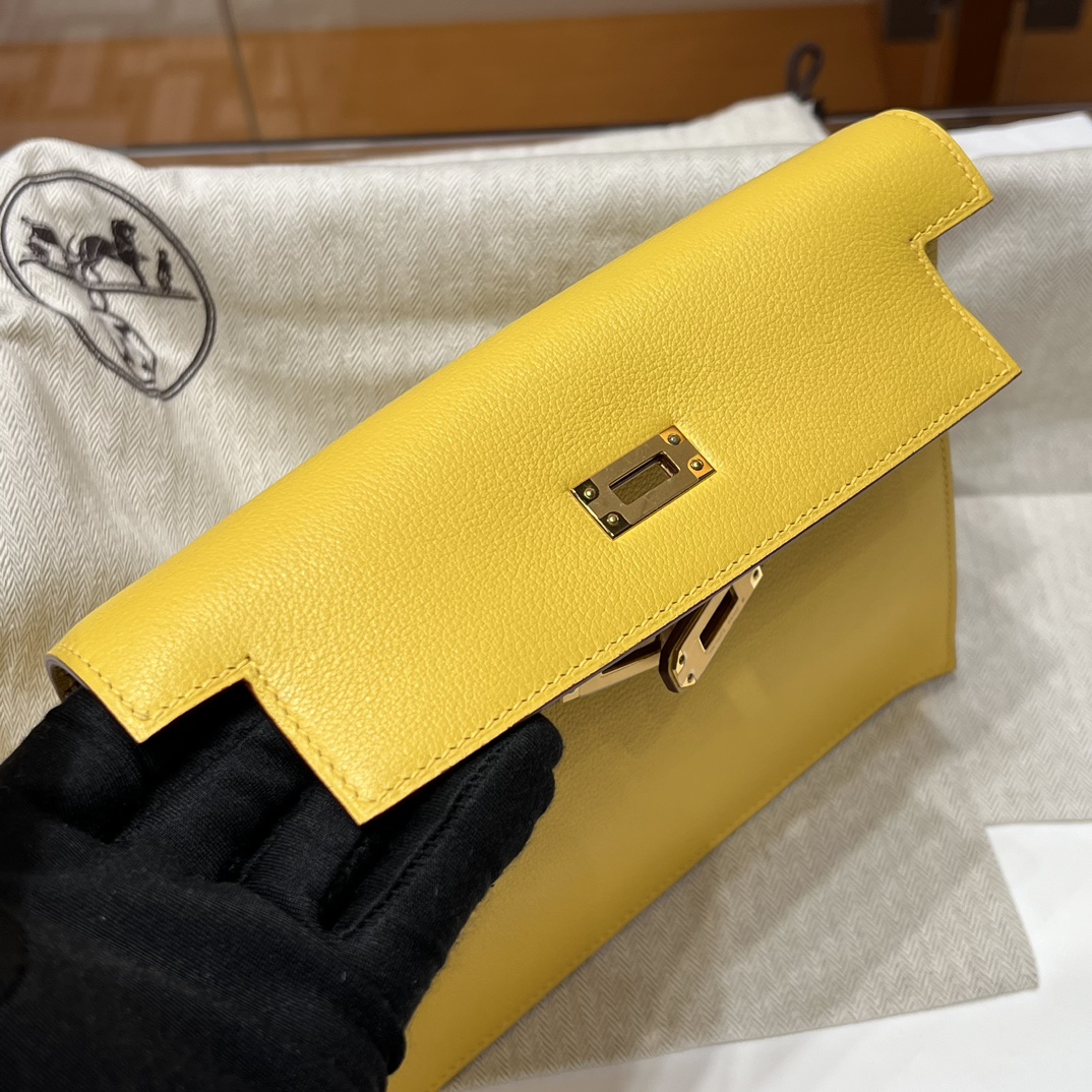 Birkinmm 铂金女王 HERMES 爱马仕 Kellydanse 22cm Evercolor皮 9D 琥珀黄 进口蜜蜡线 全手工制作