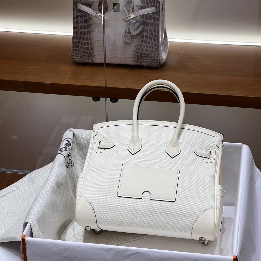 HERMES 爱马仕 Birkin Cargo 25cm 10 Craie 奶昔白 进口蜜蜡线 全手工制作