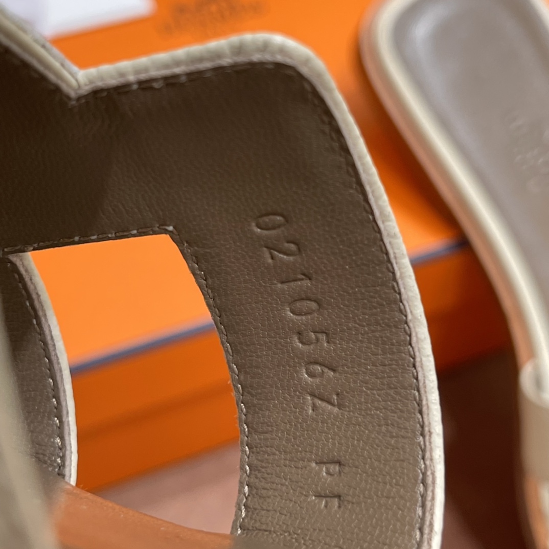 HERMES 爱马仕 H拖鞋 34-41码 原厂同步 进口真皮大底 全手工制作 10 Craie奶昔白