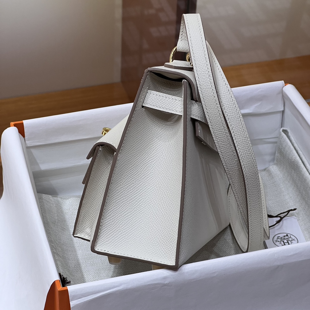 HERMES 爱马仕 Kelly Desorder 双面Kelly Epsom 10 Craie 奶昔白 进口蜜蜡线 全手工制作