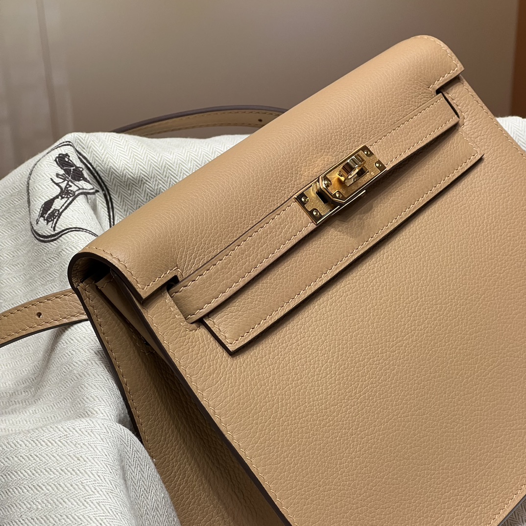 Birkinmm 铂金女王 HERMES 爱马仕 Kellydanse 22cm Evercolor皮 0M CHAI 奶茶色 进口蜜蜡线 全手工制作