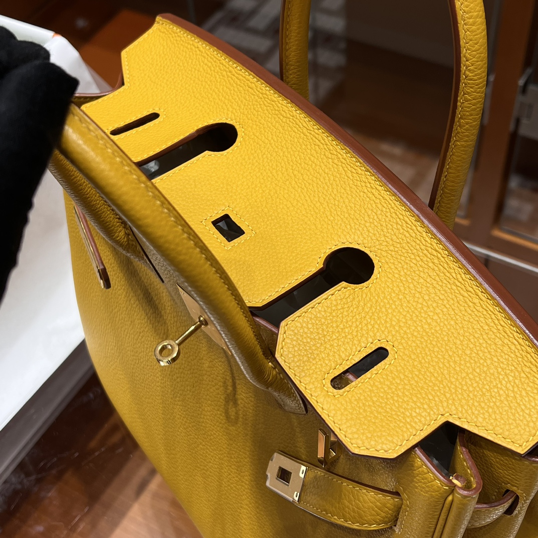 HERMES 爱马仕 Birkin 25cm 9D 琥珀黄 进口蜜蜡线 全手工制作