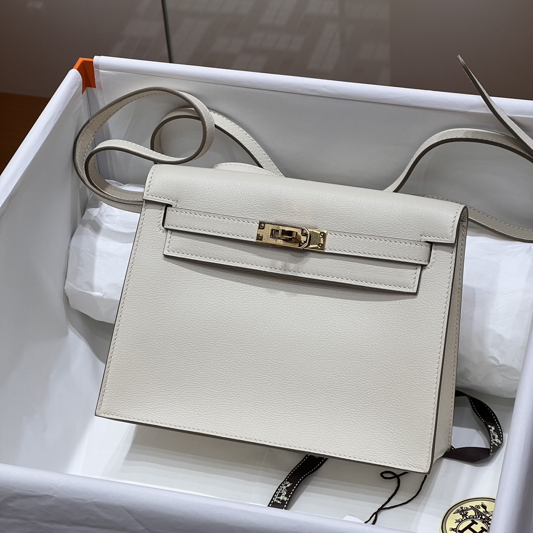 Birkinmm 铂金女王 HERMES 爱马仕 Kellydanse 22cm Evercolor皮 10 Craie 奶昔白 进口蜜蜡线 全手工制作