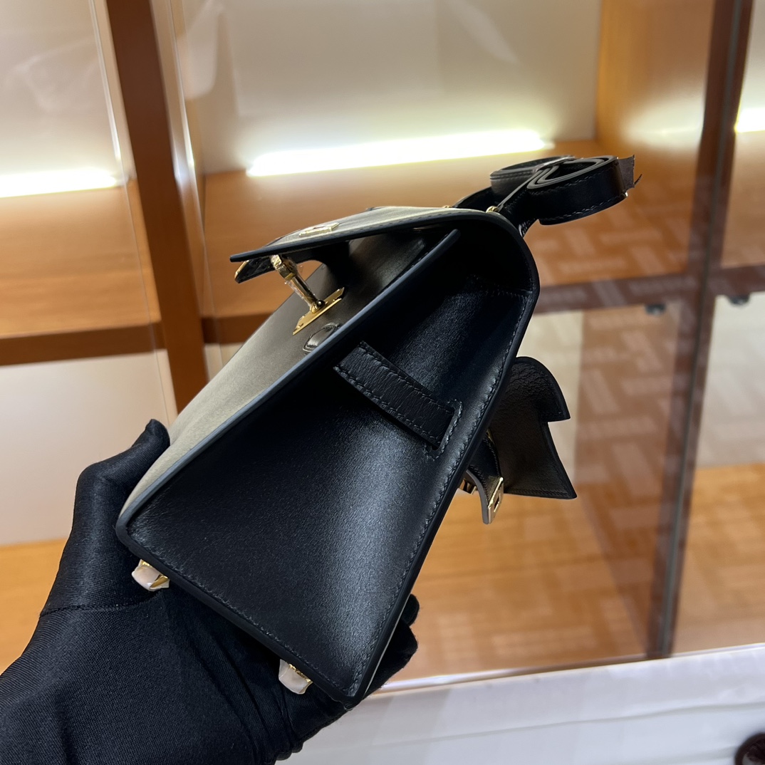 HERMES 爱马仕 Kelly Desorder 双面Kelly 山羊皮 89 Nior 经典黑 进口蜜蜡线 全手工制作