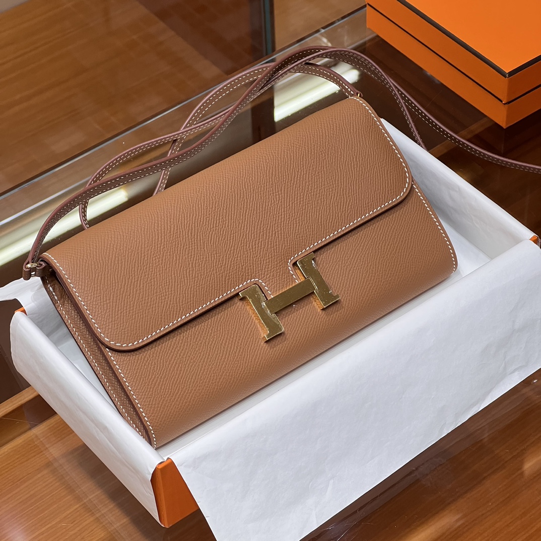 铂金女王 HERMES 爱马仕  Constance To Go Espom皮 19cm CK37 金棕色 进口蜜蜡线 全手工制作