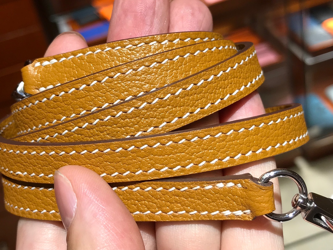 HERMES 爱马仕 【现货】 MiniKelly 2 山羊皮 CK37 金棕色 现货 进口蜜蜡线 全手工制作