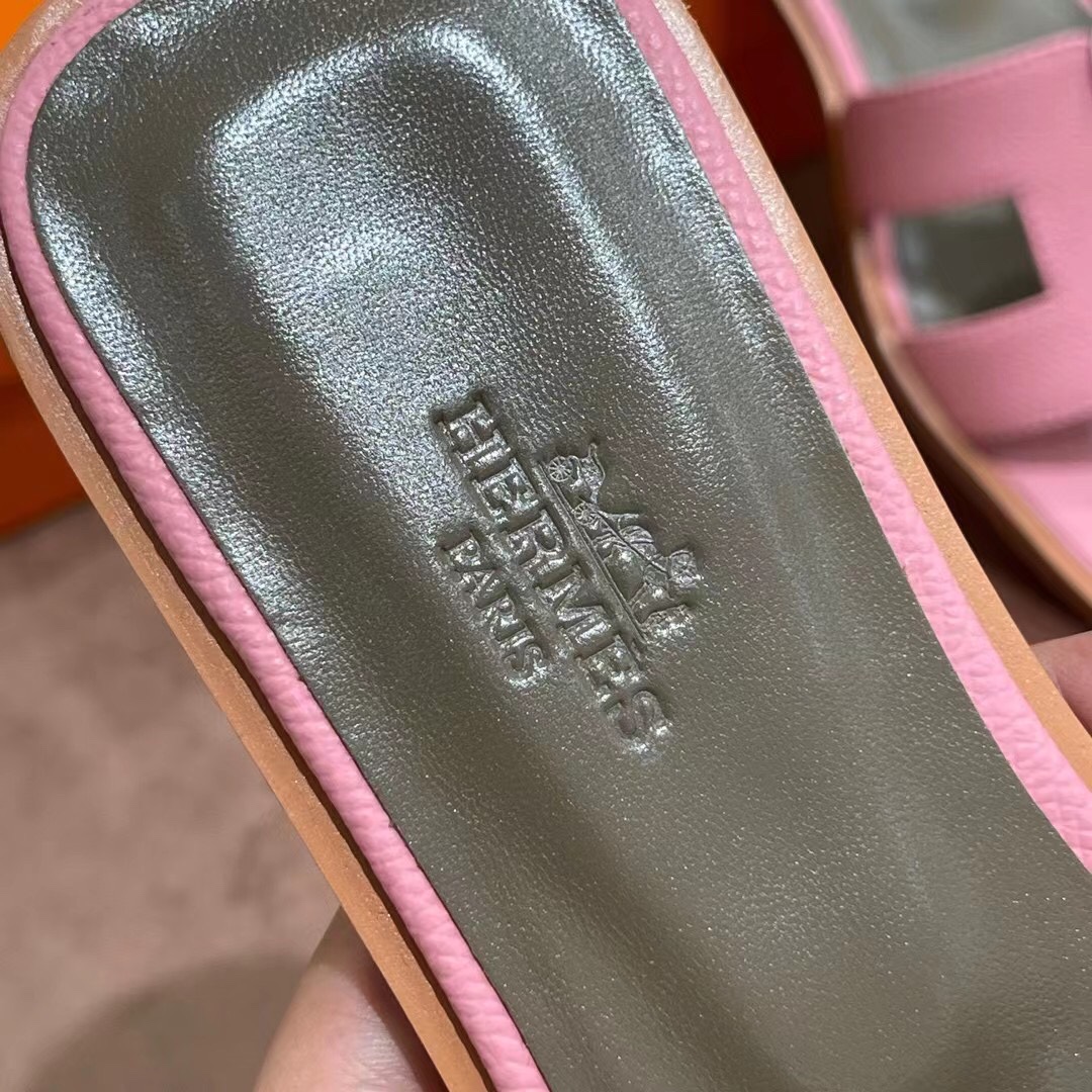 HERMES 爱马仕 H拖鞋 34-41码 原厂同步 进口真皮大底 全手工制作 5P 樱花粉