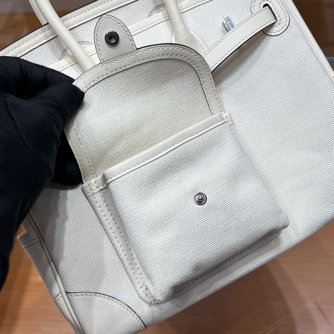 HERMES 爱马仕 Birkin Cargo 25cm 10 Craie 奶昔白 进口蜜蜡线 全手工制作
