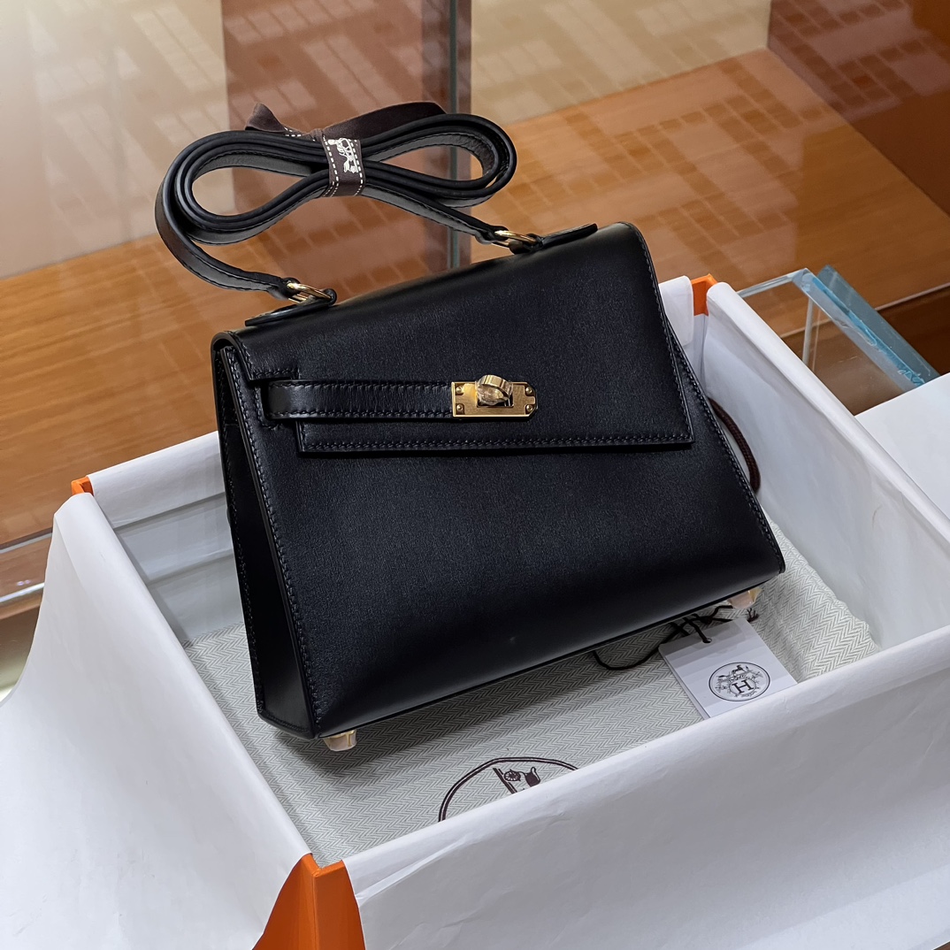HERMES 爱马仕 Kelly Desorder 双面Kelly 山羊皮 89 Nior 经典黑 进口蜜蜡线 全手工制作