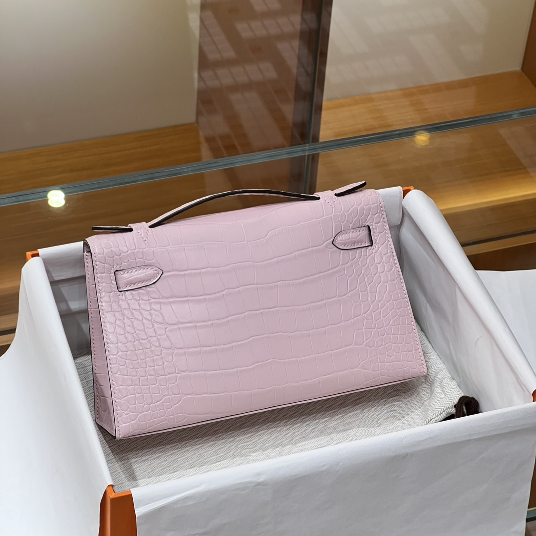 铂金女王 HERMES 爱马仕  MiniKelly 1 9W Crocus 梦幻紫 鳄鱼皮 进口蜜蜡线 全手工制作