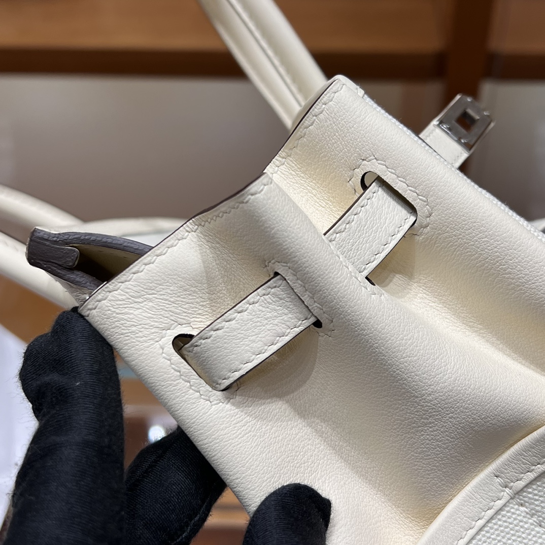 HERMES 爱马仕 Birkin Cargo 25cm 10 Craie 奶昔白 进口蜜蜡线 全手工制作
