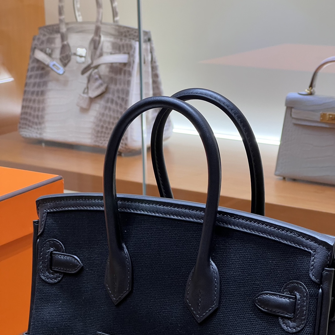 HERMES 爱马仕 Birkin Cargo 25cm 89 Nior 经典黑 进口蜜蜡线 全手工制作