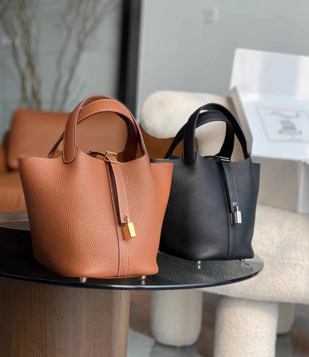 HERMES 爱马仕官网推荐 菜篮子 Picotin 纯手工 89 Nior 经典黑 CK37 金棕色 TC皮 进口蜜蜡线 全手工制作