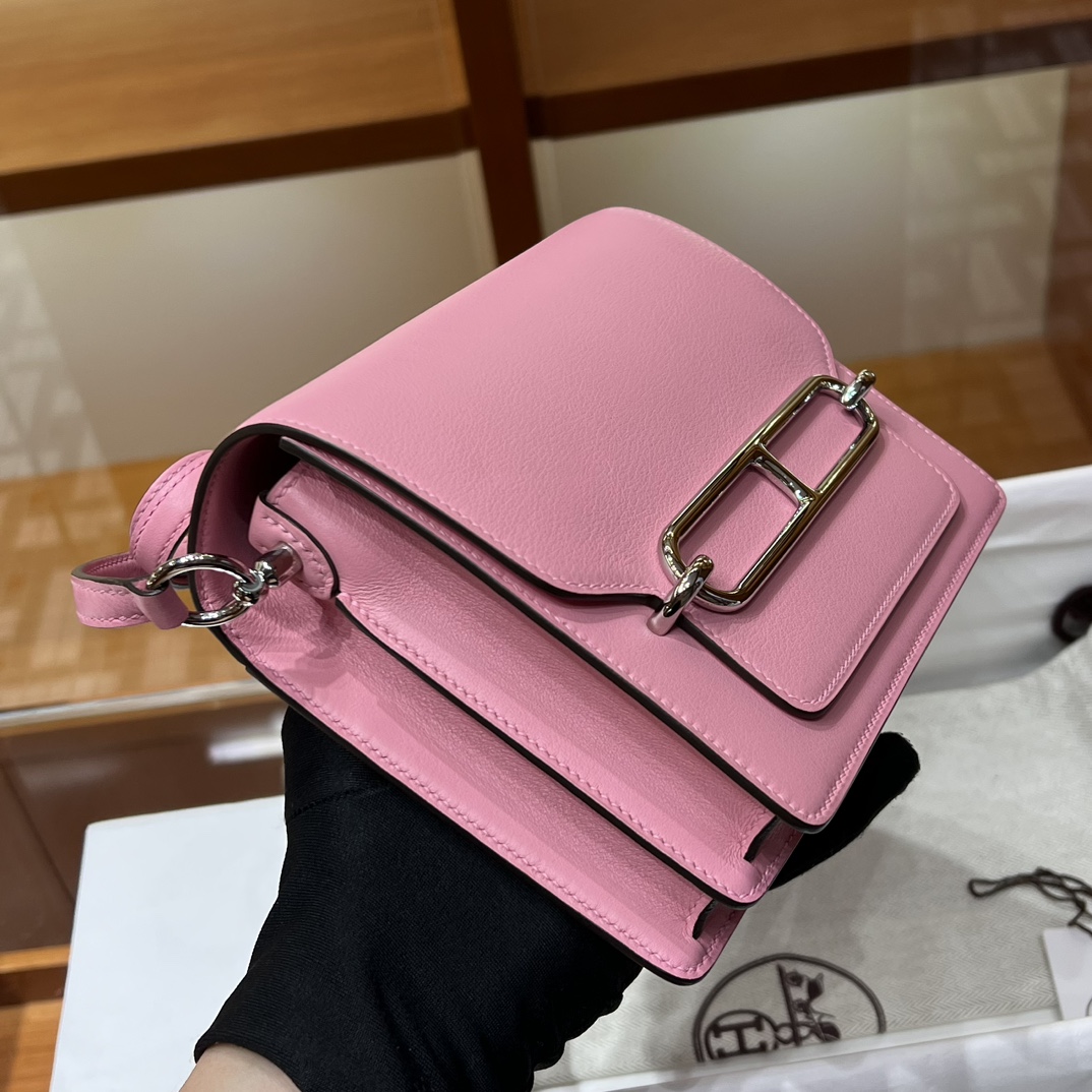HERMES 爱马仕官网推荐 Roulis 猪鼻子 E5 Rose Tyrien蜜桃粉 Swift皮 进口蜜蜡线 全手工制作
