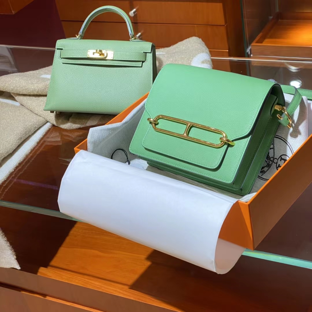 HERMES 爱马仕官网推荐 Roulis 猪鼻子 3i 牛油果绿 Swift皮 进口蜜蜡线 全手工制作