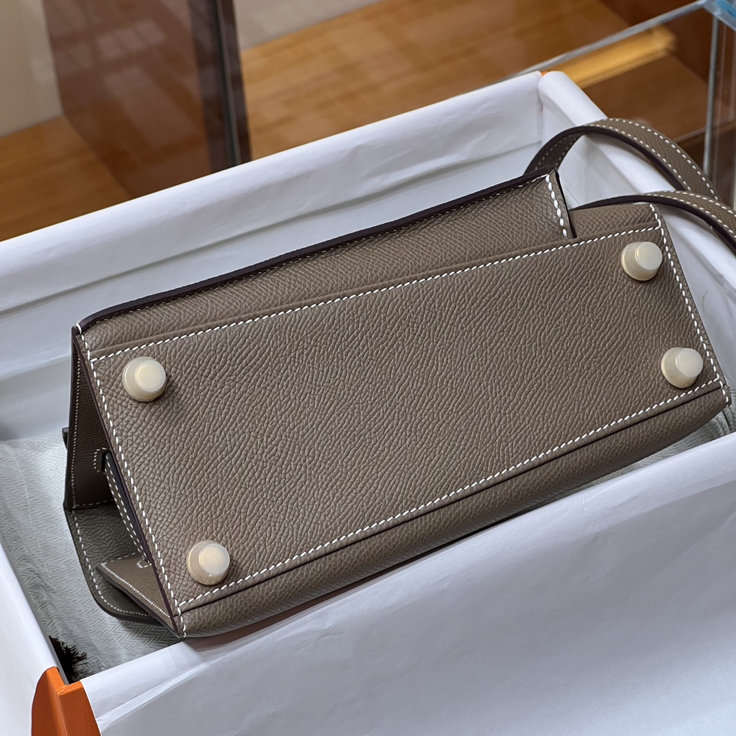 HERMES 爱马仕 Kelly Desorder 双面Kelly Epsom 8C Gri Elephant 大象灰 进口蜜蜡线 全手工制作