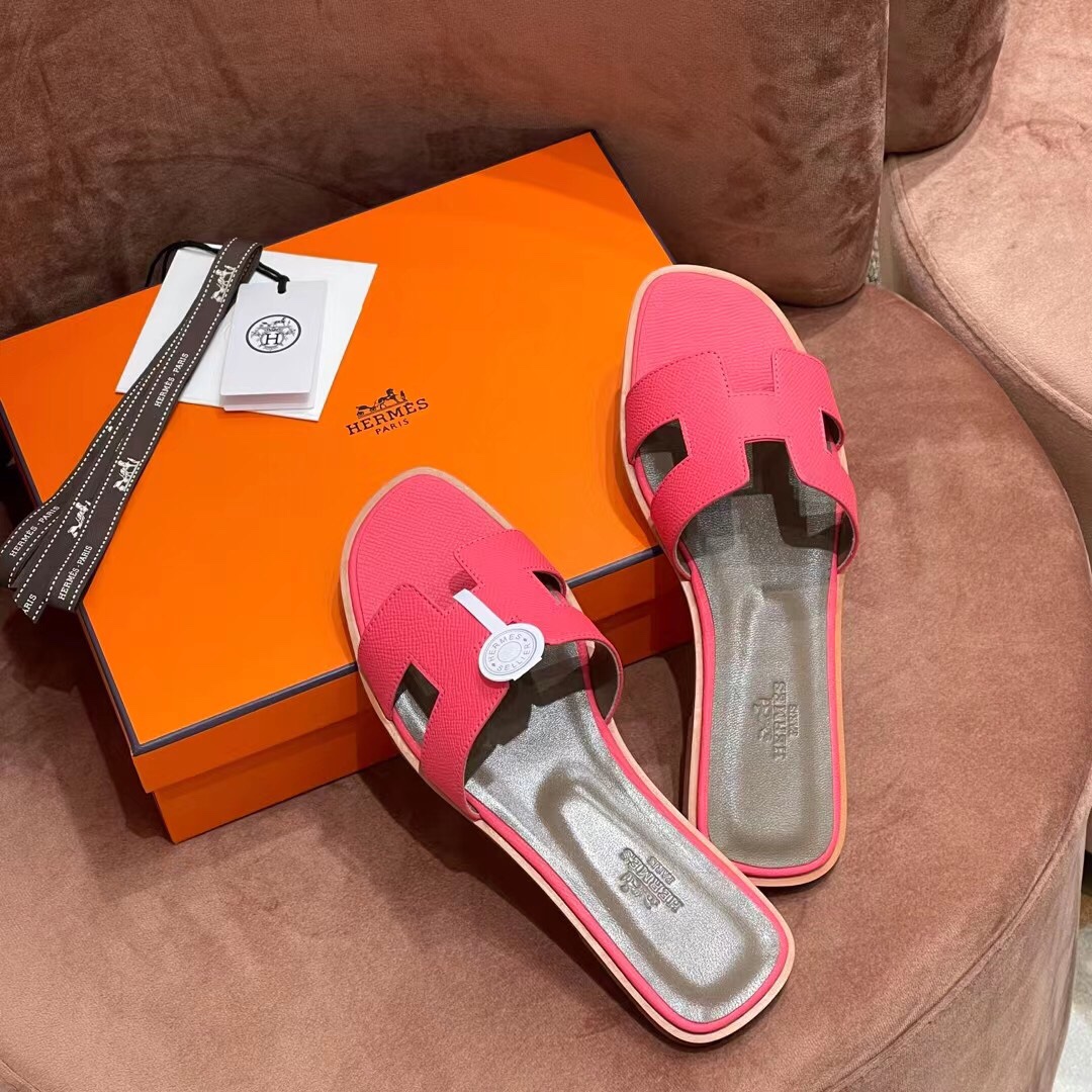 HERMES 爱马仕 H拖鞋 34-41码 原厂同步 进口真皮大底 全手工制作 U5 Rose eLipstick唇膏粉