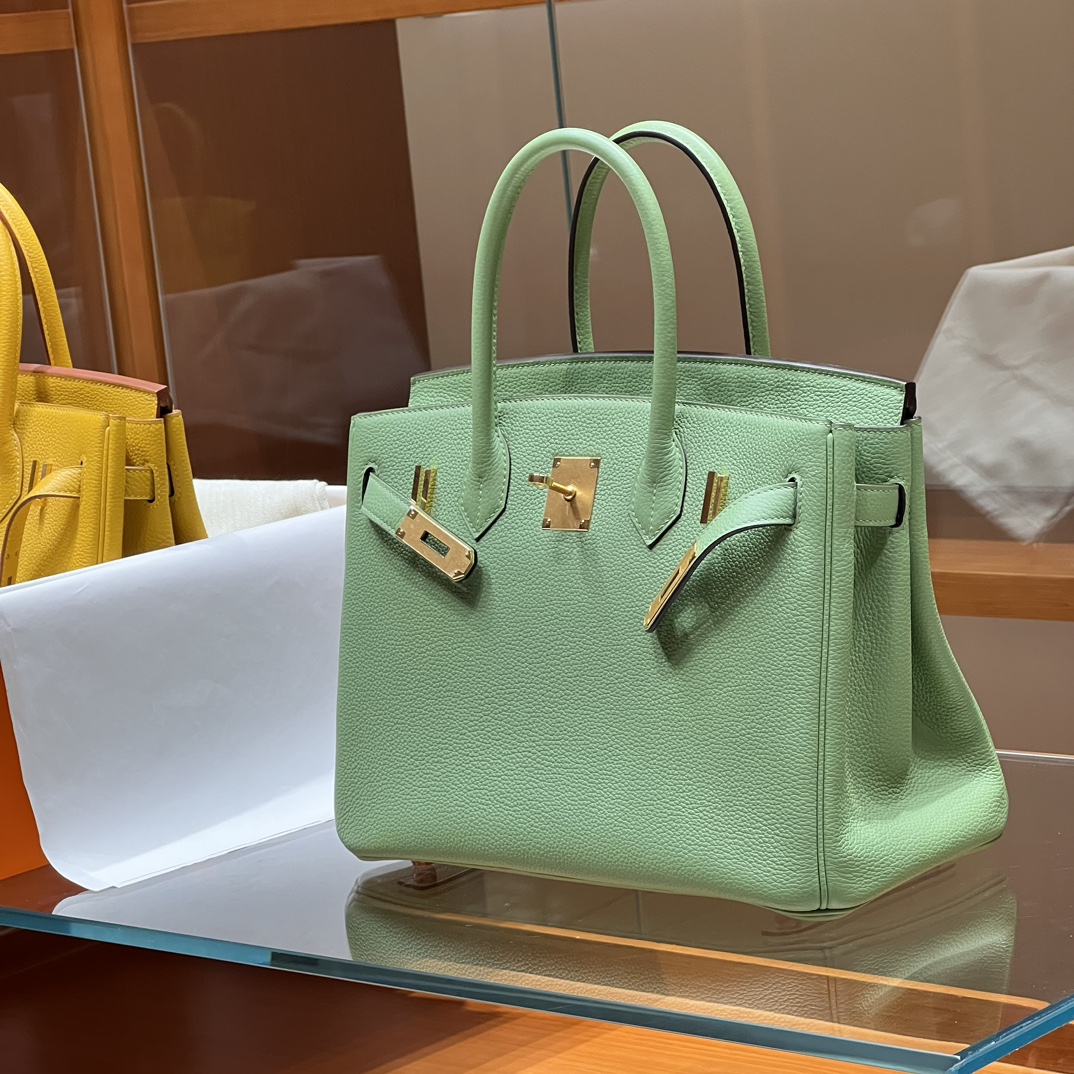 HERMES 爱马仕 Birkin 25cm 3i 牛油果绿 进口蜜蜡线 全手工制作