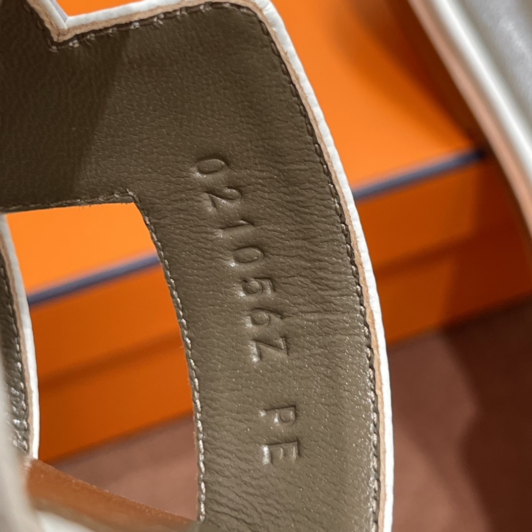 HERMES 爱马仕 H拖鞋 34-41码 原厂同步 进口真皮大底 全手工制作 01 Blanc 白色