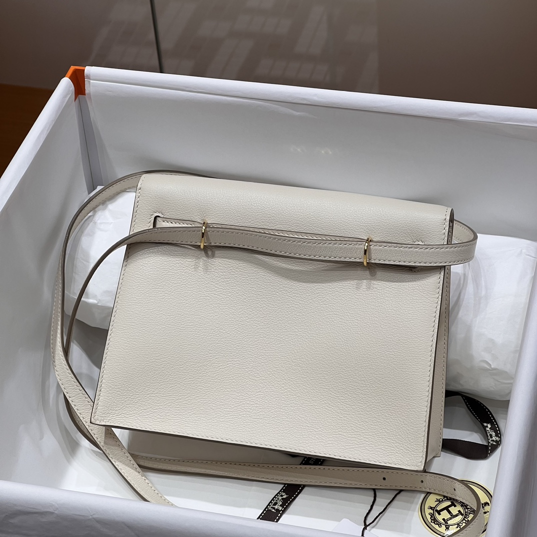 Birkinmm 铂金女王 HERMES 爱马仕 Kellydanse 22cm Evercolor皮 10 Craie 奶昔白 进口蜜蜡线 全手工制作
