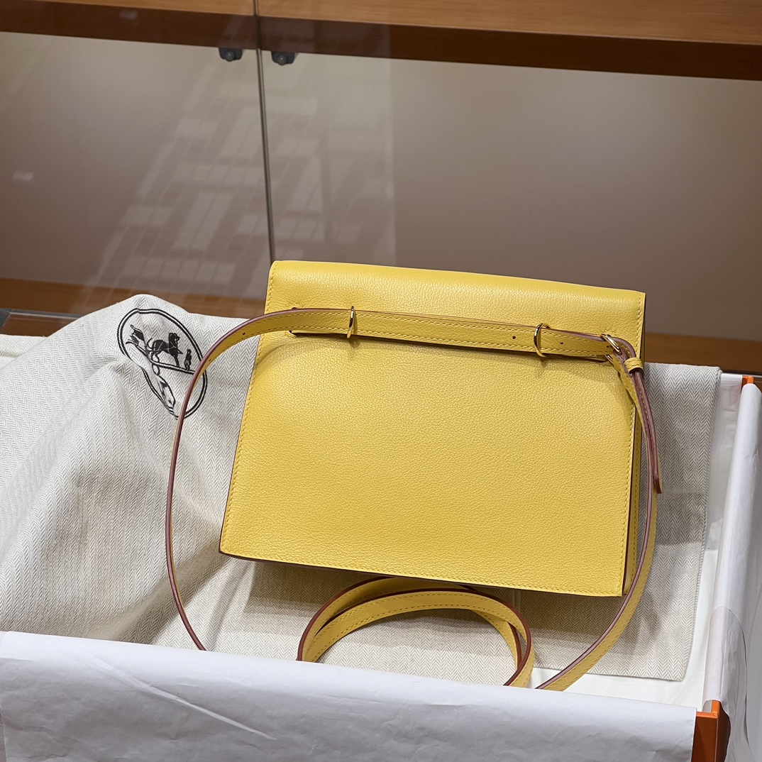 Birkinmm 铂金女王 HERMES 爱马仕 Kellydanse 22cm Evercolor皮 9D 琥珀黄 进口蜜蜡线 全手工制作
