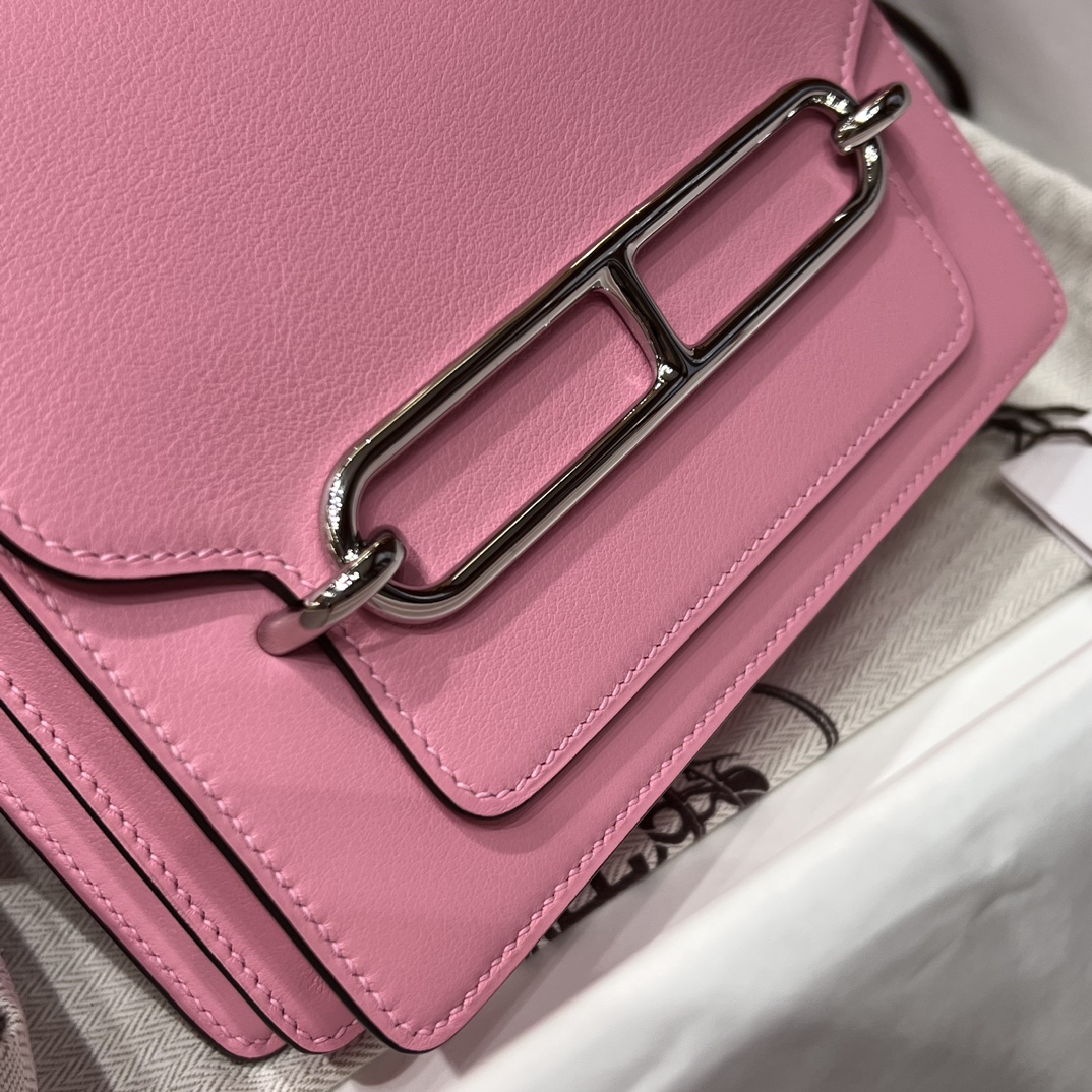 HERMES 爱马仕官网推荐 Roulis 猪鼻子 E5 Rose Tyrien蜜桃粉 Swift皮 进口蜜蜡线 全手工制作