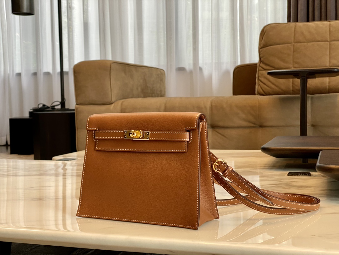 Birkinmm 铂金女王 HERMES 爱马仕 Kellydanse 22cm Evercolor皮 CK37 金棕色 进口蜜蜡线 全手工制作