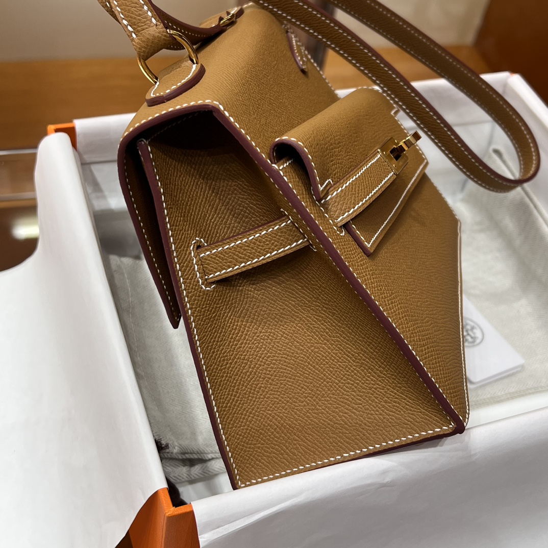 HERMES 爱马仕 Kelly Desorder 双面Kelly Epsom CK37 金棕色 进口蜜蜡线 全手工制作