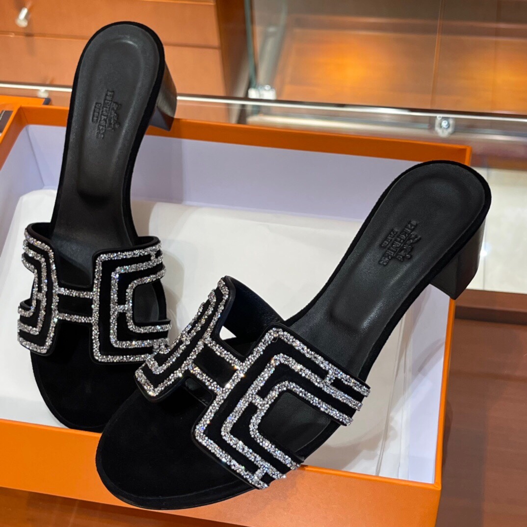 HERMES 爱马仕 拖鞋 34-41码 原厂同步水钻女鞋 进口真皮大底 全手工制作