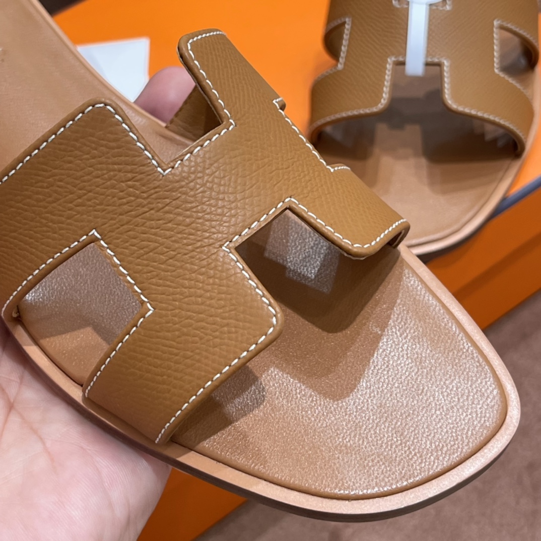 HERMES 爱马仕 H拖鞋 34-41码 原厂同步 进口真皮大底 全手工制作 28 Caremel焦糖色