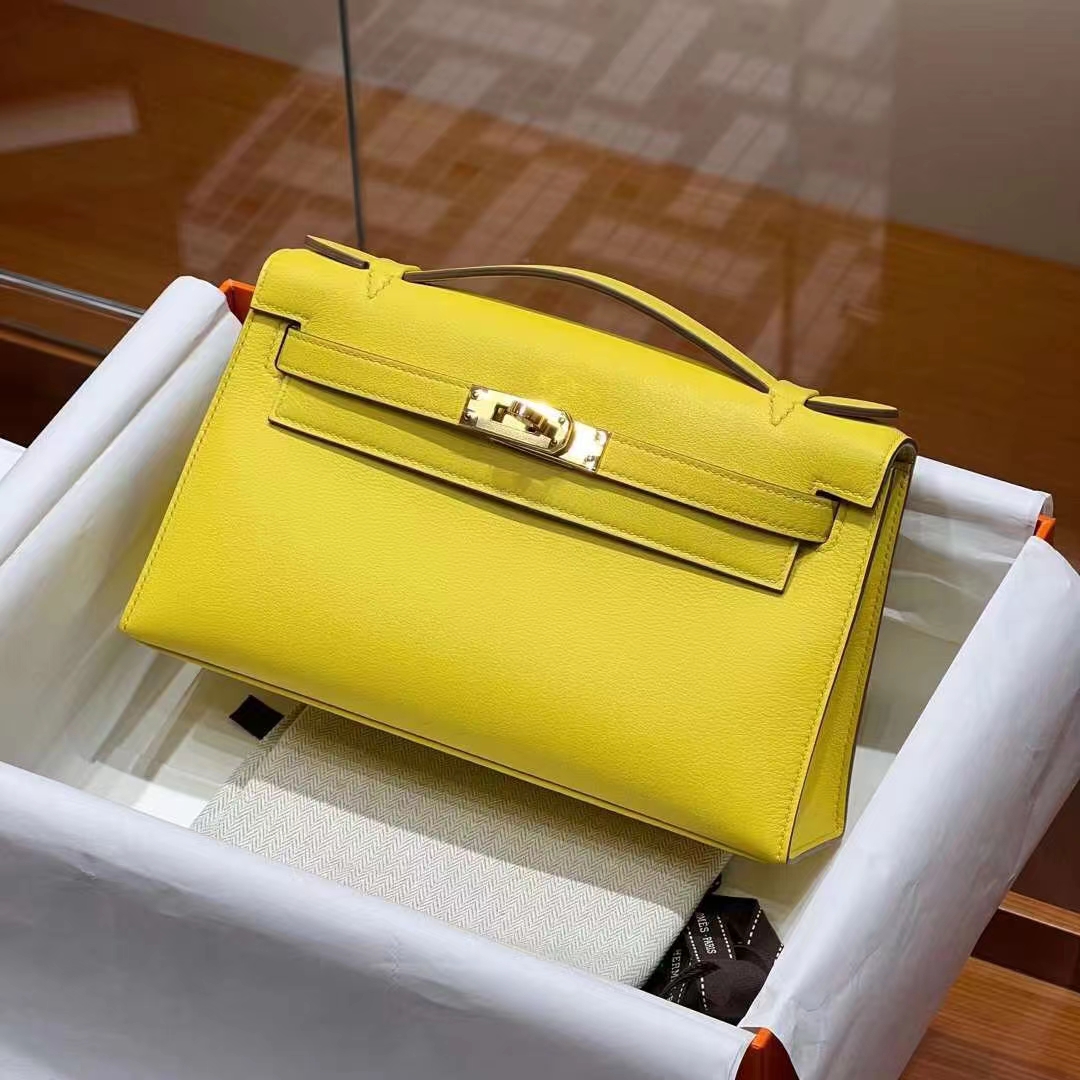 铂金女王 HERMES 爱马仕  MiniKelly 1 9N Citron 柠檬黄 Swift皮 进口蜜蜡线 全手工制作