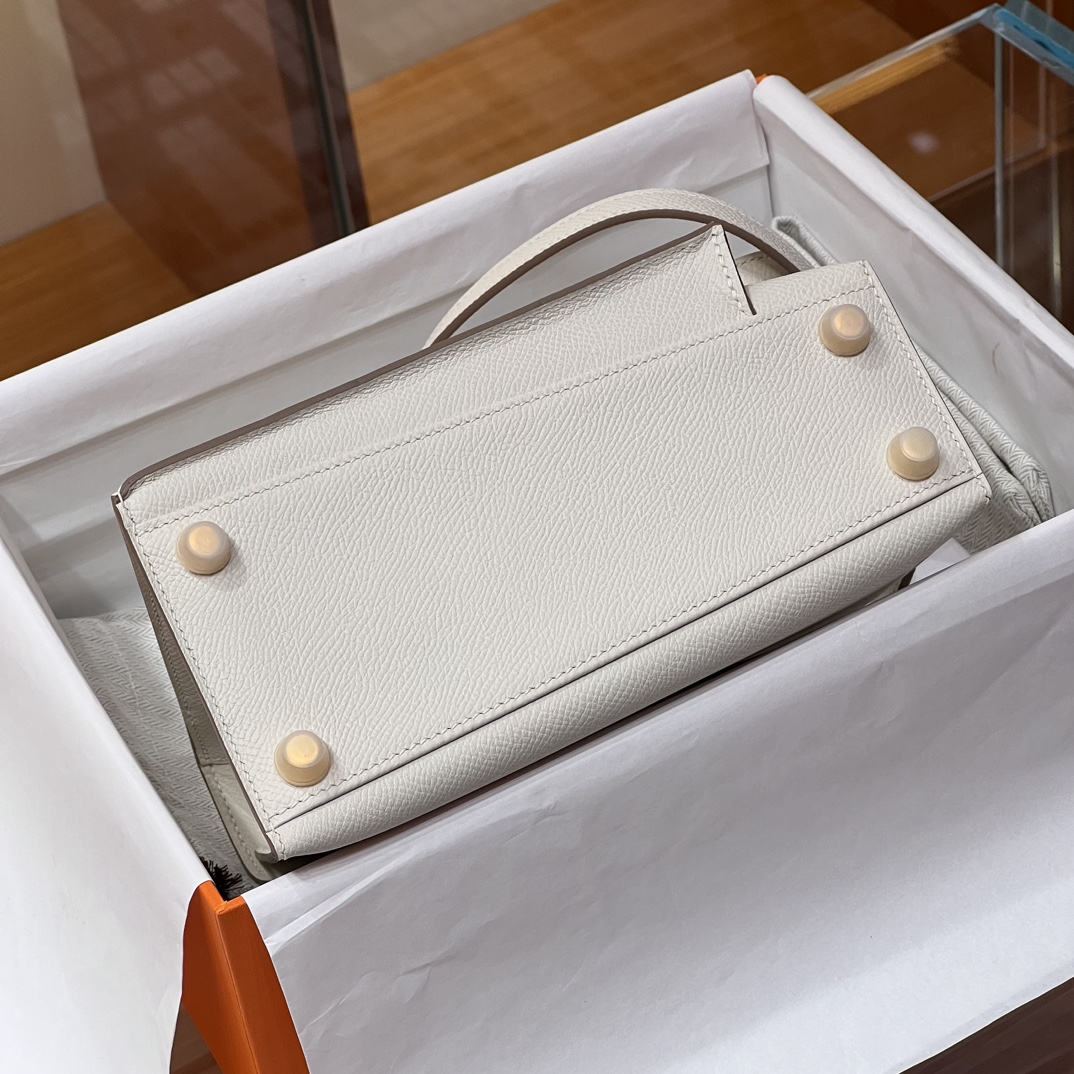 HERMES 爱马仕 Kelly Desorder 双面Kelly Epsom 10 Craie 奶昔白 进口蜜蜡线 全手工制作