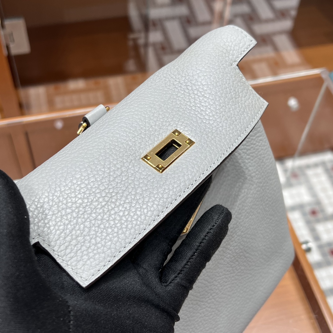 HERMES 爱马仕官网推荐 Kelly ado 双肩背包 21cm S2 Trench风衣灰 Togo皮 进口蜜蜡线 全手工制作