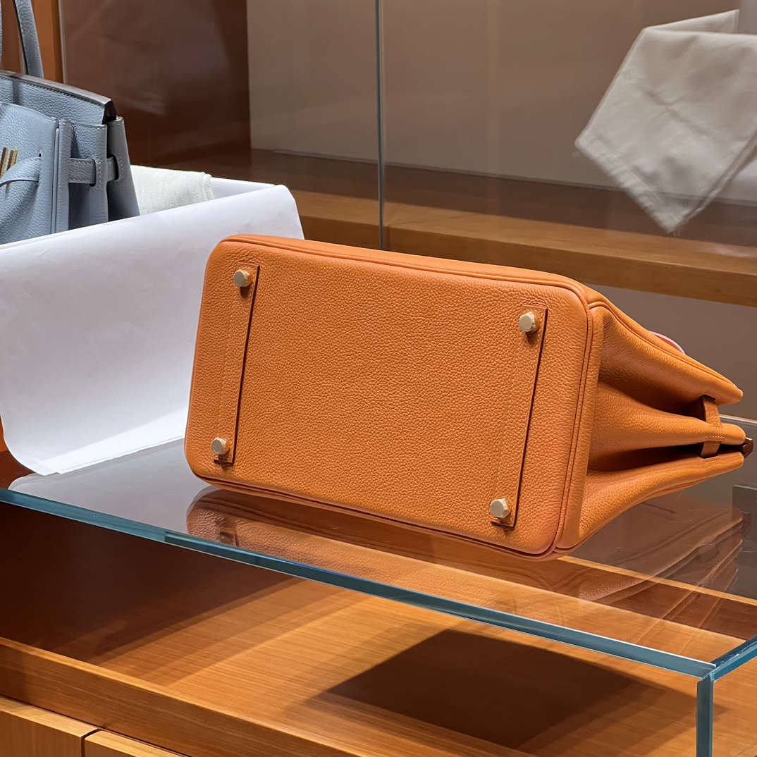 HERMES 爱马仕 Birkin 25cm 93 Orange 橙色 进口蜜蜡线 全手工制作