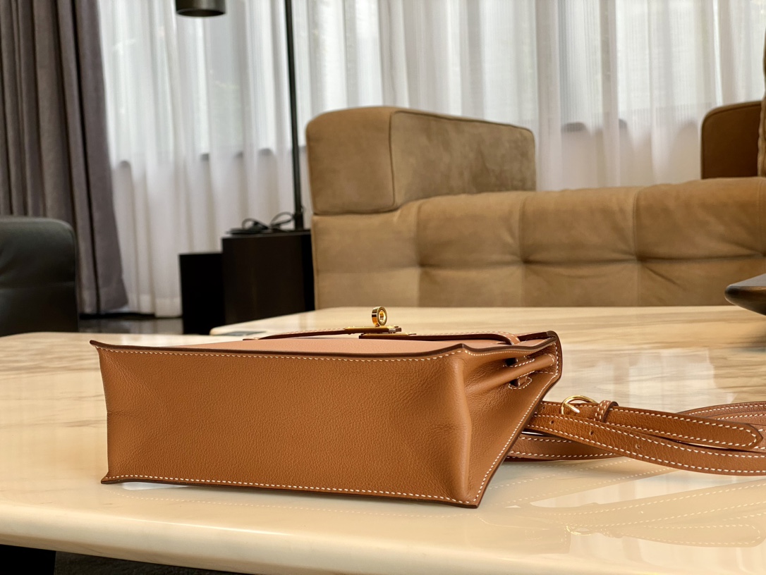 Birkinmm 铂金女王 HERMES 爱马仕 Kellydanse 22cm Evercolor皮 CK37 金棕色 进口蜜蜡线 全手工制作