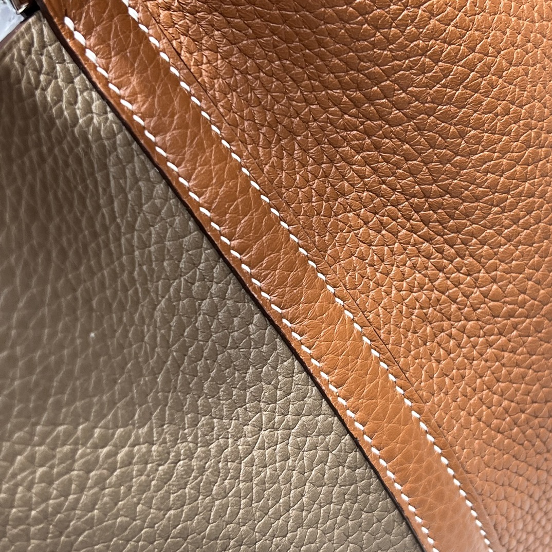 HERMES 爱马仕官网推荐 菜篮子 Picotin 纯手工 8C Gri Elephant 大象灰 CK37 金棕色 TC皮 进口蜜蜡线 全手工制作